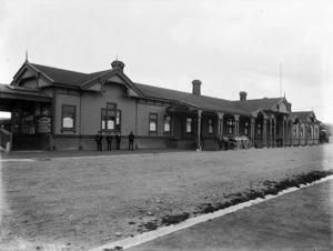 Exterior view of a railway station at Oamaru