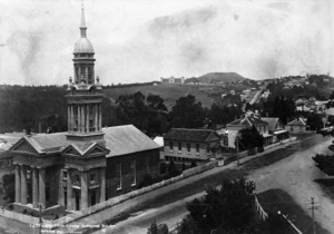 Overlooking Symonds Street, Auckland, with St Andrew's Presyterian church