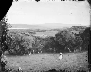Martin, Alfred, fl 1866-1899 :Anne Meikle at Mrs McBrateny's property, Te One, Chatham Islands