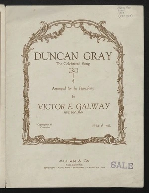 Duncan Gray : the celebrated song / arranged for the pianoforte by Victor E. Galway.