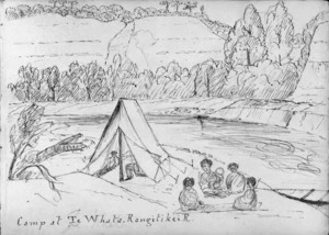Crawford, James Coutts, 1817-1889 :Camp at Te Whata. Rangitikei R [23 Dec 1861]