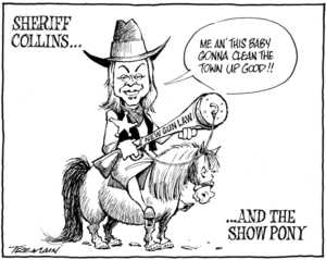 Sheriff Collins ... and the show pony. "Me an' this baby gonna clean the town up good!!" 27 July 2010