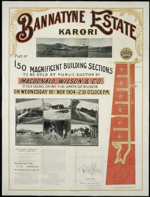 Bannatyne estate, Karori : plan of 150 magnificent building sections / [surveyed by] Mason & Richmond.