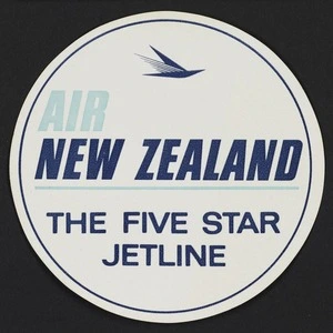 Air New Zealand :Air New Zealand, the five star jetline [Circular gummed label. ca 1965-1970?]