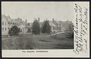 New Zealand post card. The Hospital, Christchurch. [Postmarked 29 December 1905]