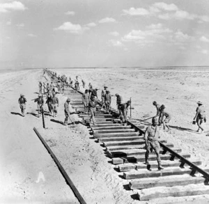 World War 2 New Zealand Railway Construction Company, working in the Western Desert, North Africa