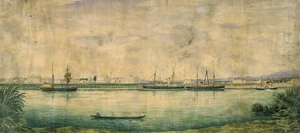 Palmer, Robert George, 1848-1911 :[Foxton on the Manawatu River] 1879.