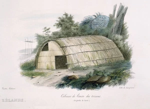 Sainson, Louis Auguste de, b. 1801 :Nouvelle Zelande. Cabanes de l'anse des torrens. 4 pieds de haut. De Sainson pinx. Lith de Langlume. [Paris] J. Tastu, Editeur, [1833]