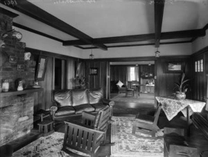 Living room interior in the arts and crafts style, Fendalton, Christchurch