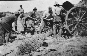 Soldiers manning a howitzer gun, Gallipoli, Turkey