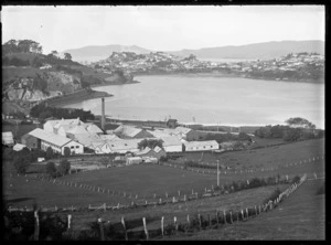 View over Sawyers Bay, Port Chalmers, circa 1926.