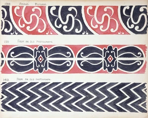 Godber, Albert Percy, 1876-1949 :[Drawings of Maori rafter patterns] 138. Arawa. Rotorua; 139. From an old photograph; 140. From an old photograph. 1942.