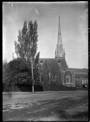 Exterior view of Knox Church, Dunedin, ca 1925