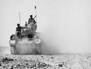 World War 2 tank of the New Zealand Divisional Cavalry at Alamein, Egypt