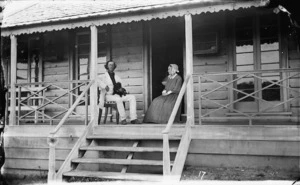 Mr and Mrs Bonar on the verandah of their house at Kaukapakapa