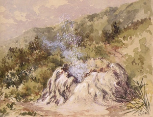 Barraud, Charles Decimus, 1822-1897 :The Crow's Nest Geyser, on the Waikato [18--].