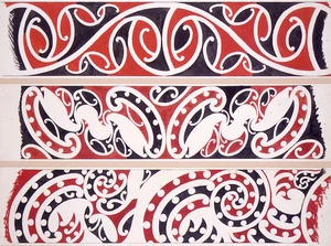 Williams, Herbert William 1860-1937 :Designs of ornamentation on Maori rafters. Nos. 1, 2, 3. [1890s]