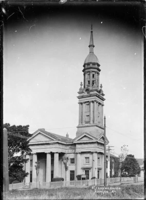 Exterior view of St Andrew's Presbyterian Church, Auckland
