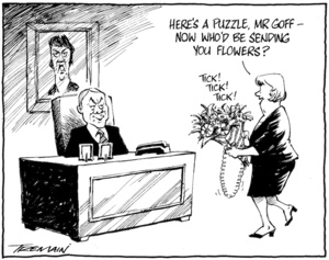 "Here's a puzzle, Mr Goff - now who would be sending you flowers?" 30 July 2010