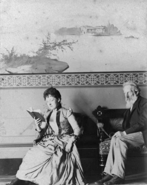 Sir John Logan Campbell and his daughter, Winifred Campbell, in the music room at Kilbryde.