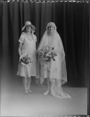 Bride and bridesmaid, wedding of Mr and Mrs L Kilmister