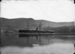 The steamship 'Mongol' at anchor in Port Chalmers
