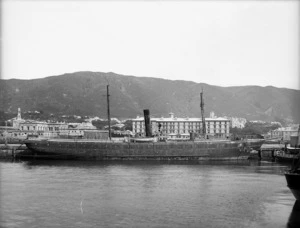 Steamship Ladybird with the Supreme Court and Government Buildings in the background, Wellington