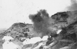 Smoke from shells falling on No 2 Outpost, Gallipoli, Turkey