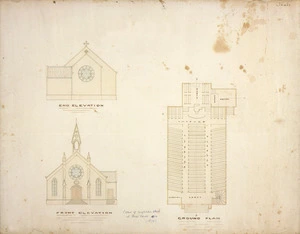 Tait, Robert 1830-1926 :Plan of Anglican Church at Lower Hutt, 1874. [1874-1880].