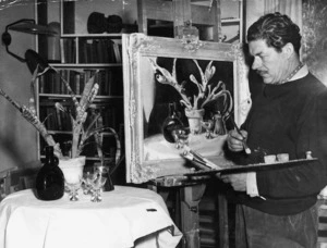 Peter McIntyre painting a still life