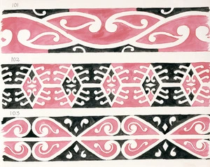 Godber, Albert Percy, 1876-1949 :[Drawings of Maori rafter patterns]. 101; 102; 103. [1939-1947].