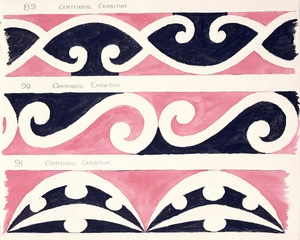 Godber, Albert Percy, 1876-1949 :[Drawings of Maori rafter patterns]. 86. Centennial Exhibition; 87. Centennial Exhibition; 88. Centennial Exhibition. [1939-1947].