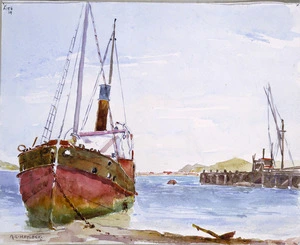 Haylock, Arthur Lagden, 1860-1948 :At Union S.S. Co's repair yards, Evans Bay, Wellington 11 Oct 1919