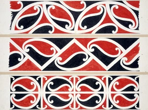 Williams, Herbert William 1860-1937 :Designs of ornamentation on Maori rafters. Nos. 7, 8, 9 [1890s]