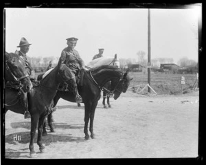 The Commander of the New Zealand Division inspects a New Zealand brigade on its return from training.