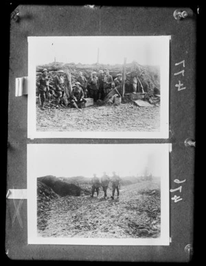 Two photographs of New Zealand soldiers at La Signy, France, during World War I