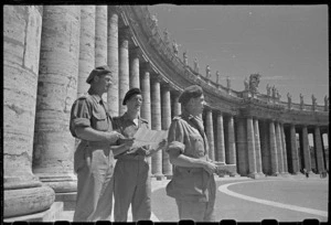 World War 2 New Zealand soldiers at Piazza San Pietro, Rome, Italy