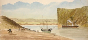 Hamley, Joseph Osbertus, 1820-1911 :View looking up the Patea River. [South Taranaki, 1865]