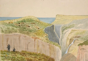 Hamley, Joseph Osbertus, 1820-1911: [Waimate Pā, at the mouth of the Kapuni Stream, South Taranaki, 1864 or 1865]