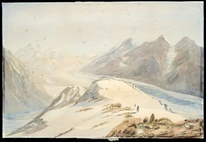 Green, William Spotswood, 1847-1919 :Great Tasman Glacier from the slopes of Mount Cook, N. Zealand by Rev. W. S. Green. Feb 1882.