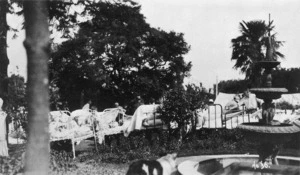 Napier Hospital patients in the botanical gardens, after the 1931 earthquake