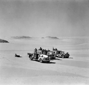 New Zealand patrol of the Long Range Desert Group behind enemy lines in the Quattara Depression, Cyrenaica, Libya