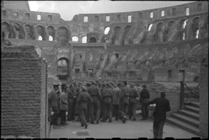 New Zealand soldiers at the Colosseum, Rome, Italy, while on leave after World War 2