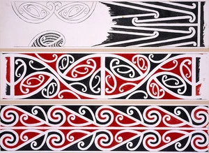 Williams, Herbert William 1860-1937 :Designs of ornamentation on Maori rafters. Nos. 28, 29, 30 [1890s]