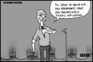 Ekers, Paul, 1961-:NZ comedy festival. 28 April 2014