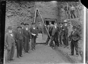 Officials at the laying of the Foundation Stone for the Petone Waterworks, 25 April 1903