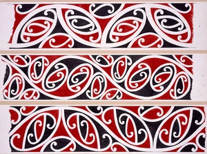 Williams, Herbert William 1860-1937 :Designs of ornamentation on Maori rafters. Nos. 16, 17, 18 [1890s]