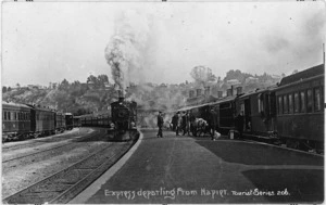 Express train departing from Napier - Photograph taken by Frederick George Radcliffe