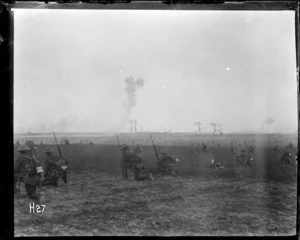 World War 1 New Zealand troops during training in Belgium, rehearsing the attack on Messines