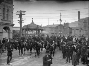 Mounted police in Mercer Street, Wellington